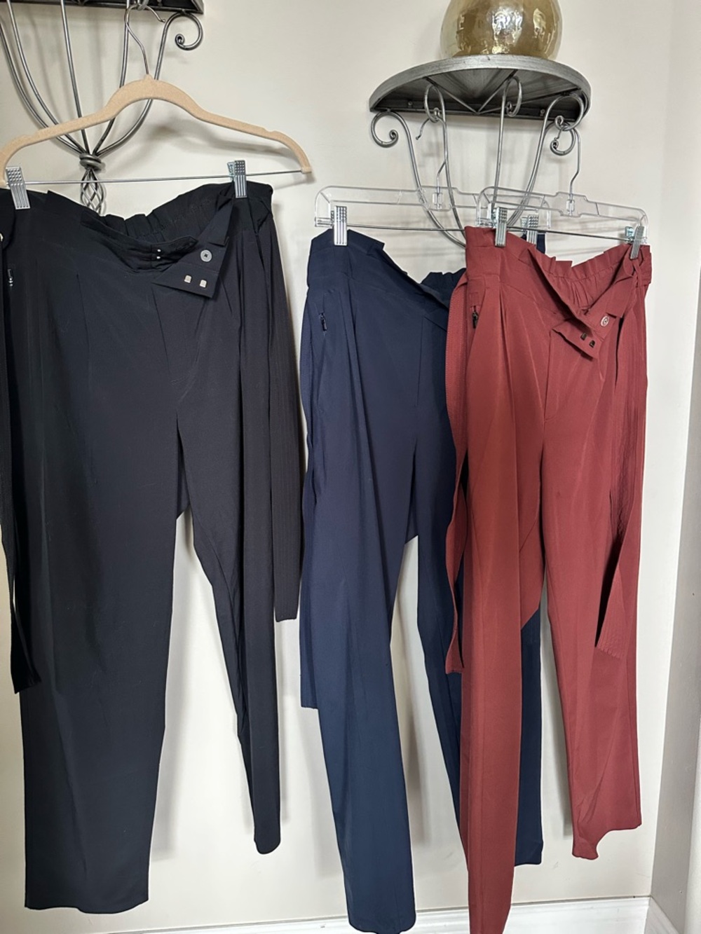 Athleta High-Waist Pleated Trousers in Black, Navy, Rust